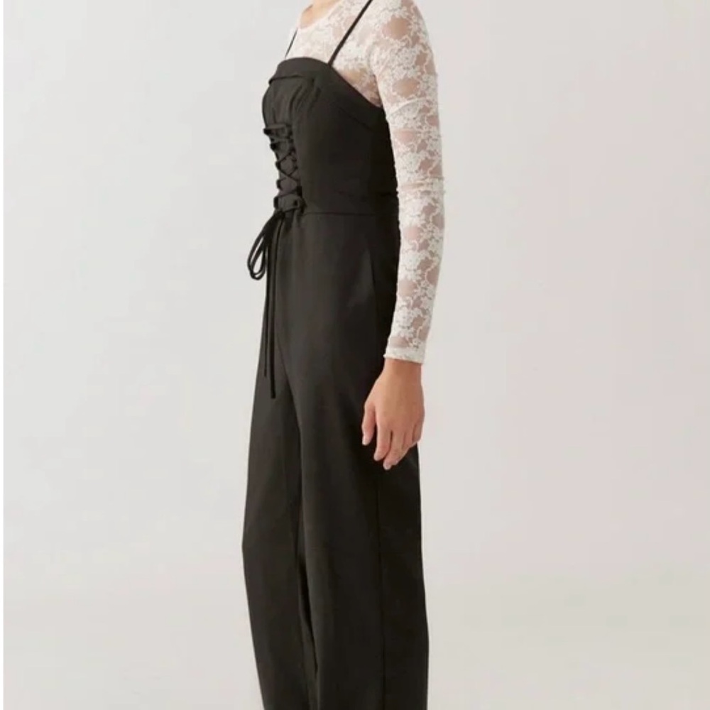 Urban Outfitters Andee Lace Up Corset Black Jumpsuit - Picture 2 of 11